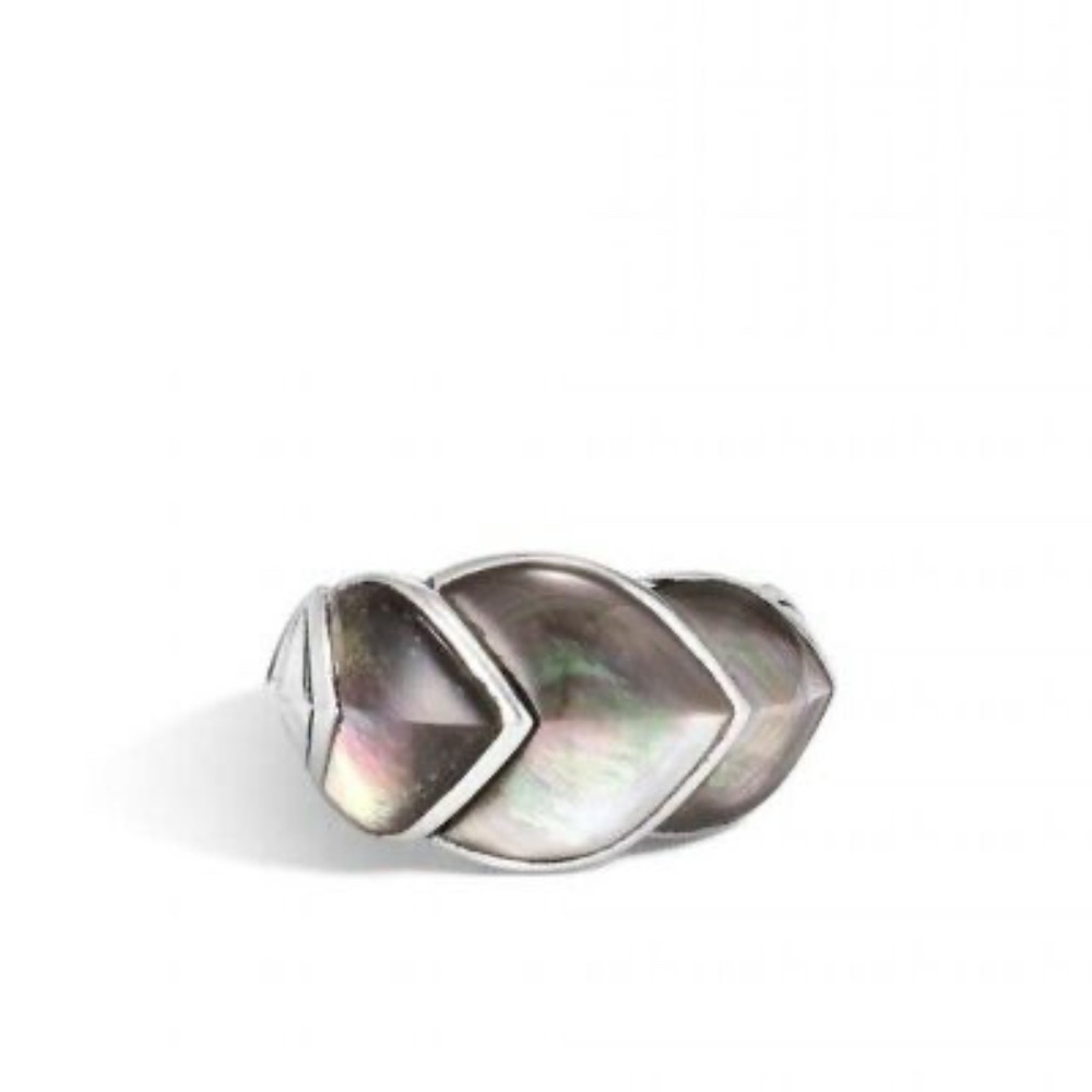 John Hardy Silver Ring with Iridescent Black Mother-of-Pearl - Picture 2 of 15